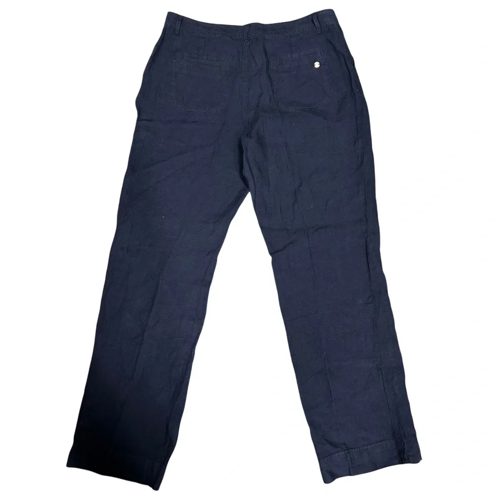 NWT Lilly Pulitzer Womens 12 Lagoon Linen Pant Breeta Linen Trouser True Navy‎ - Picture 2 of 6